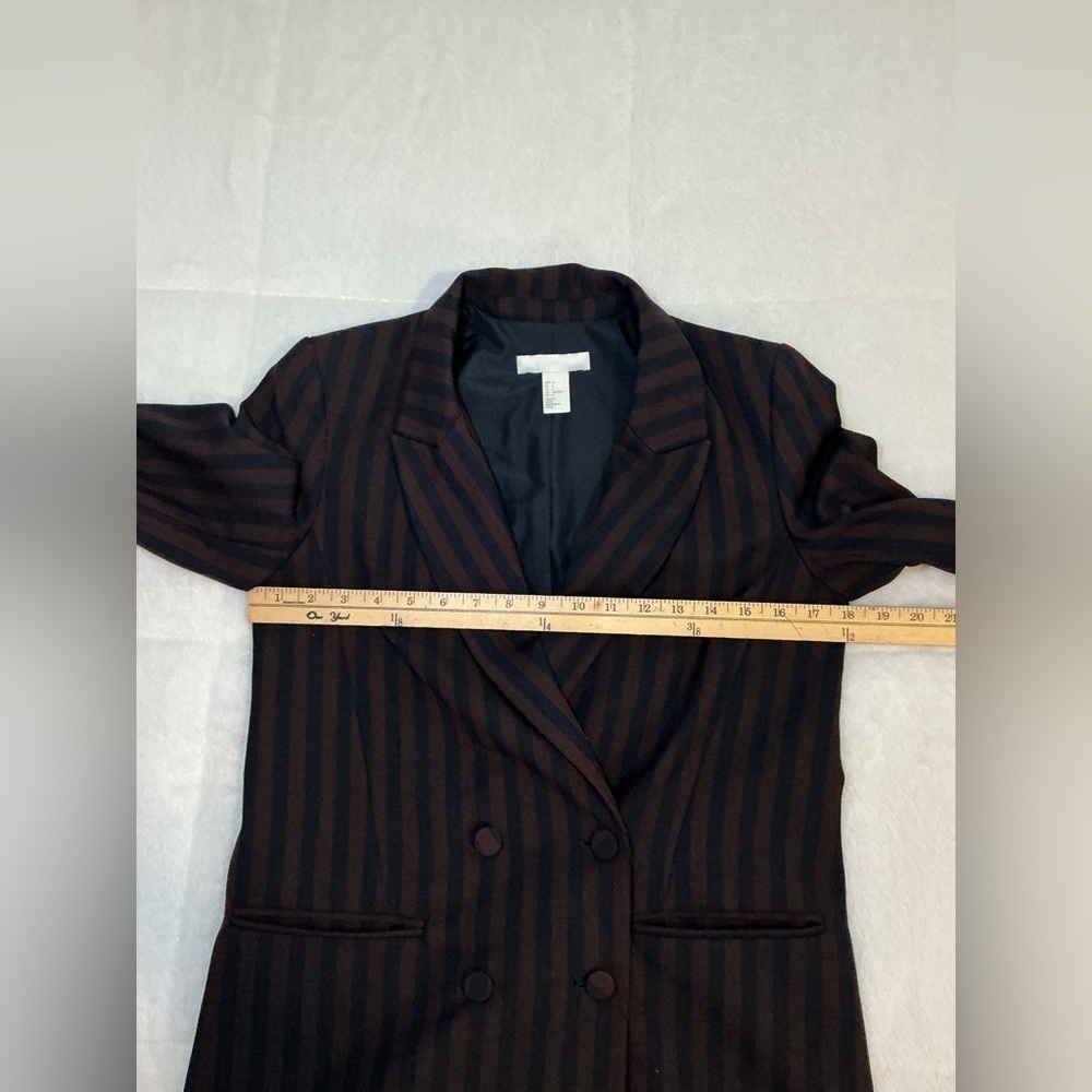 Women's Striped Black and Brown Blazer - Picture 9 of 10
